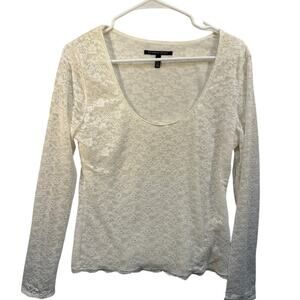 Victoria's Secret Black Label Stretch Lace Overlay Cream‎ Blouse Fairy Coquette